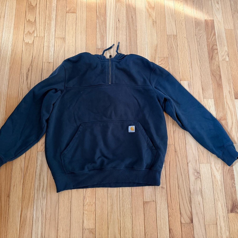 Carhartt Men's Navy quarter-zip hoodie